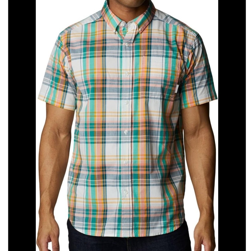 Columbia XXL Plaid Button Down Shirt Short Sleeve Rapid River Gorpcore Madras